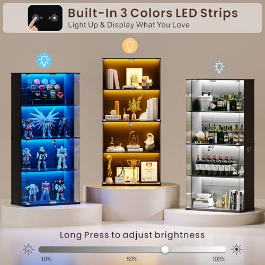 Lemari Pajangan Hitam dengan P - Soft Close Hinge ulasan dan harga